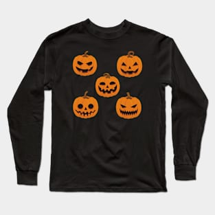 Scary Pumpkin Collage Long Sleeve T-Shirt